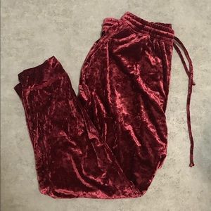 LLR 2XL Jax Burgundy Velvet Joggers